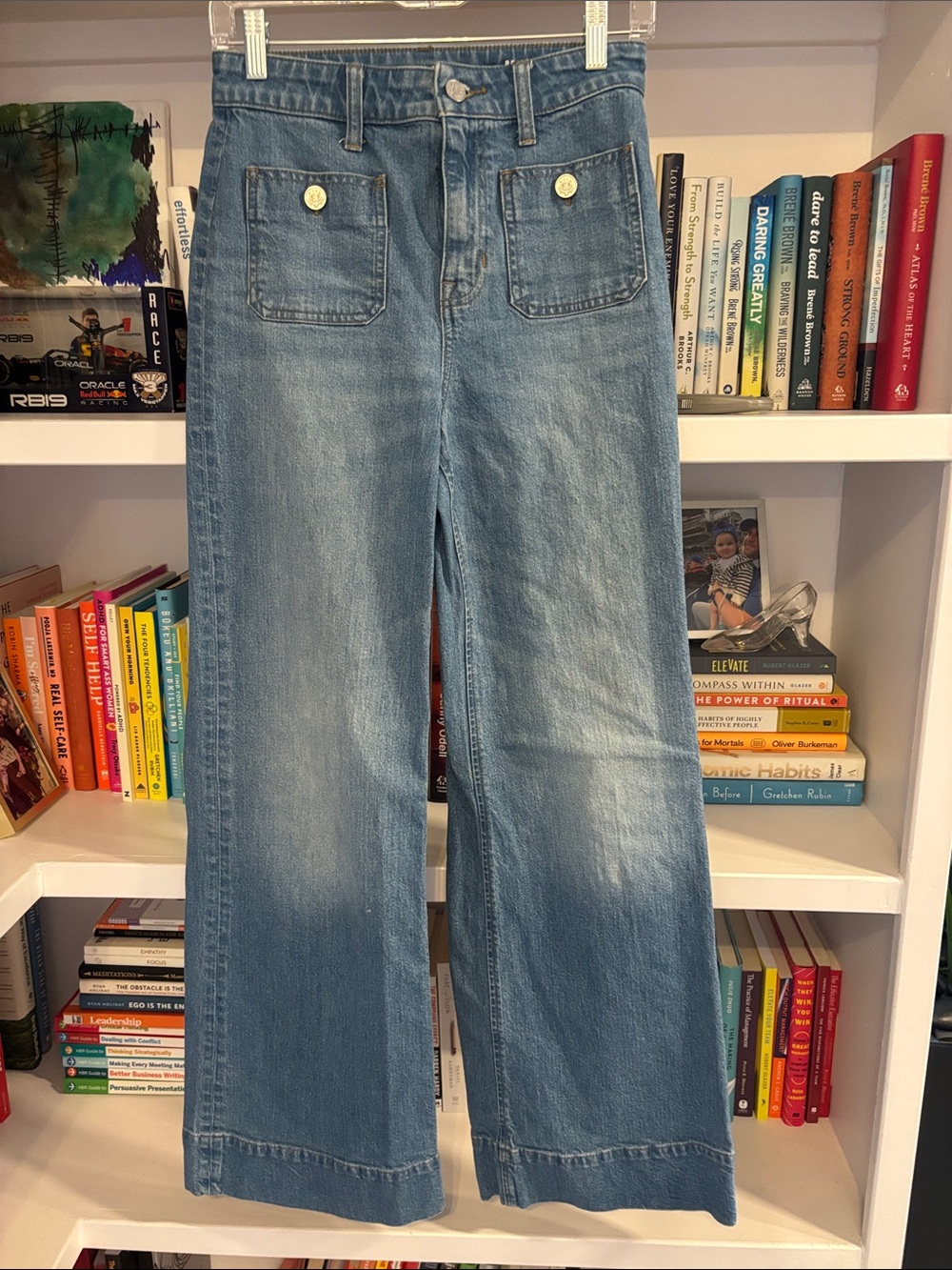 J.Crew Wide Leg Button-Pocket Denim Trouser - Light Blue